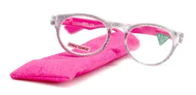 Grace, (Premium) Reading Glasses High End Readers  1.25 .. 3 Magnifying Glasses, Round Frame. (Metallic Silver, Pink) NY Fifth Avenue.