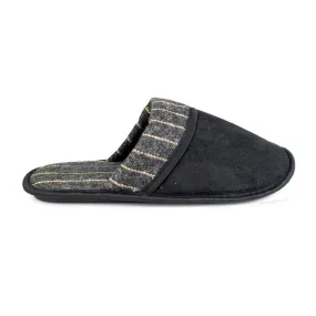 Mens Black & Grey Mule Slipper