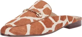 Sam Edelman Linnie Ivory/Tan Chain Embellished Slip On Almond Toe Flat Mules
