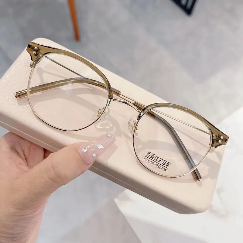 TXOME Tea Semi-rimless Glasses