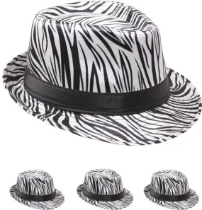 zebra print fedora hat Case of 72